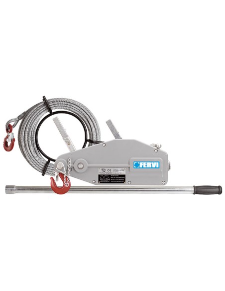 Treuil manuelle à corde tirer et soulever 3200 kg fervi 0791/32