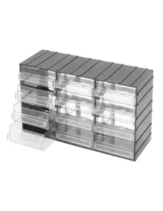 Casier de rangement outils 12 tiroirs en plastique transparent fervi c085/12