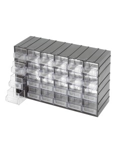 Casier de rangement outils 24 tiroirs en plastique transparent fervi c085/24