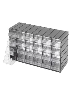Casier de rangement outils 24 tiroirs en plastique transparent fervi c085/24