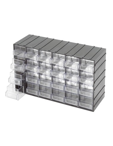 Casier de rangement outils 24 tiroirs en plastique transparent fervi c085/24