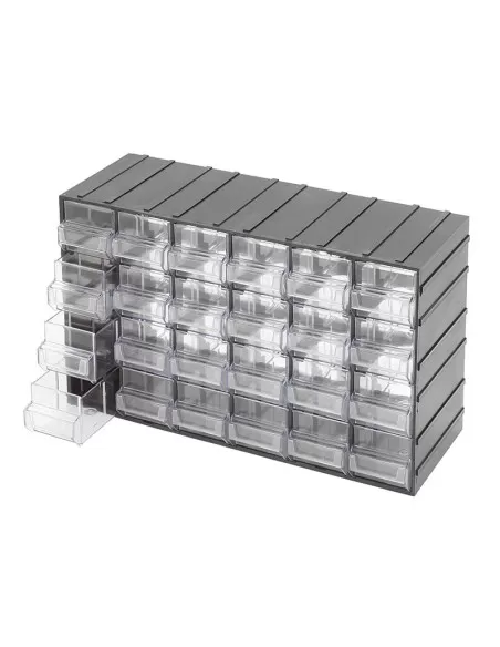 Casier de rangement outils 24 tiroirs en plastique transparent fervi c085/24