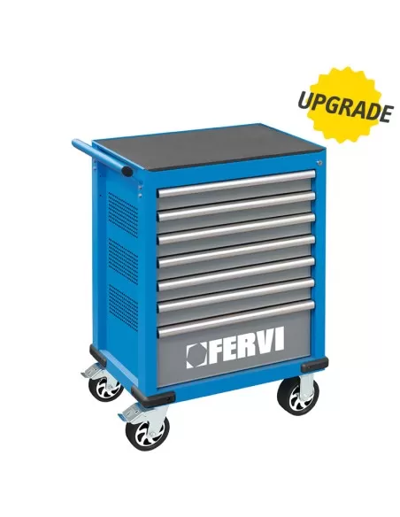 Chariot d'atelier avec outils caisse roulettes roulant servante fervi c960/cc01