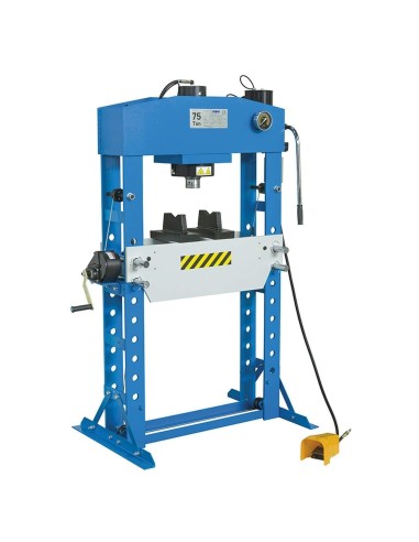 Presse hydraulique manuelle et pneumatique d'atelier 75 tonnes fervi p001/75