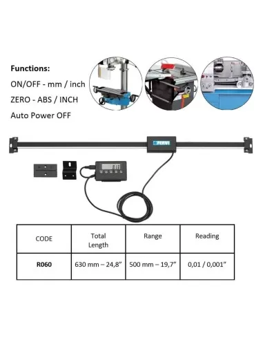 Affichage numérique multifonctions regle 630mm pour tour fraiseuse fervi r060