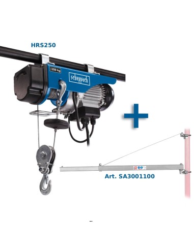 Palan Treuil Électrique 250 Kg Scheppach Hrs250 + Potence Pivotante 110 Cm
