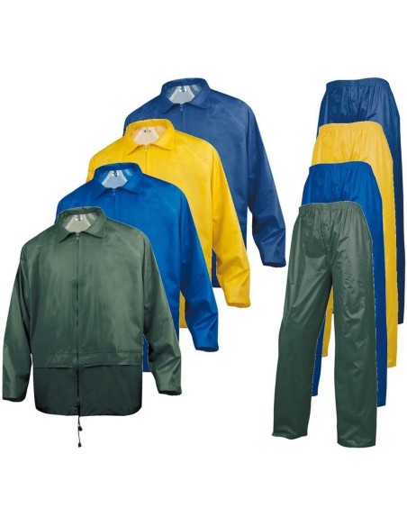 VÊTEMENTS DE PLUIE ENSEMBLE IMPERMÉABLE VESTE CAPUCHE ET PANTALONS DELTAPLUS 400