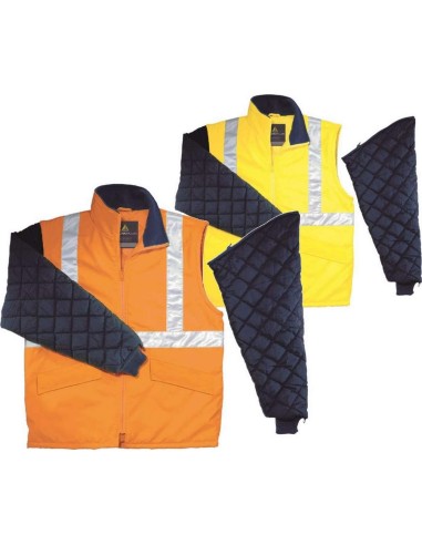 BLOUSON DE TRAVAIL VESTE HAUTE VISIBILITÉ MANCHES AMOVIBLES DELTAPLUS FREEWAYHV