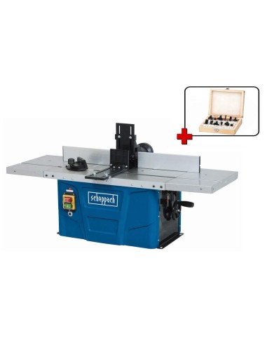 Défonceuse Sur Table Toupie À Bois Scheppach Hf50 + Fraises 8 Ø Mm