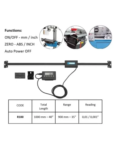 Affichage numérique multifonctions regle 1000mm pour tour fraiseuse fervi r100