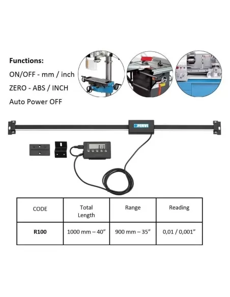 Affichage numérique multifonctions regle 1000mm pour tour fraiseuse fervi r100