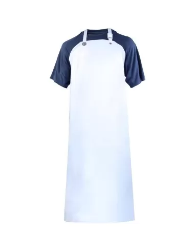 TABLIER À BAVETTE DE TRAVAIL ALIMENTAIRE EN PU IMPÉRMEABLE BLANC DELTAPLUS TABPU