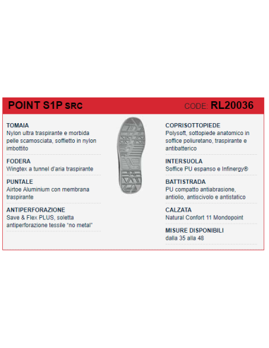 CHAUSSURES DE SÉCURITÉ UPOWER TRAVAIL BASS U-POWER POINT S1P SRC