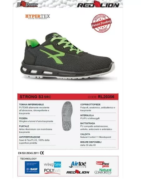 CHAUSSURES DE S&Eacute;CURIT&Eacute; UPOWER TRAVAIL BASS U-POWER STRONG S3 SRC