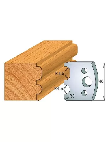 Jeu De 2 Couteaux Profilés Pour Toupie À Bois 40 Mm Profil 07