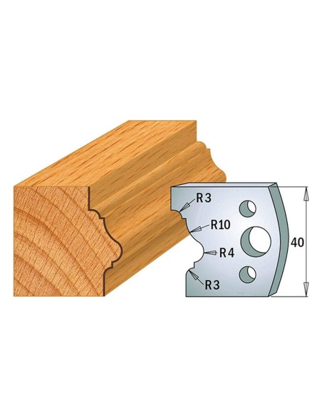 Jeu De 2 Couteaux Profilés Pour Toupie À Bois 40 Mm Profil 102