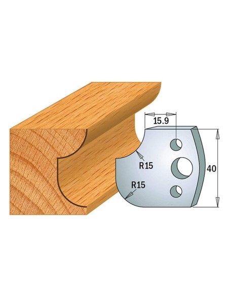Jeu De 2 Couteaux Profilés Pour Toupie À Bois 40 Mm Profil 177