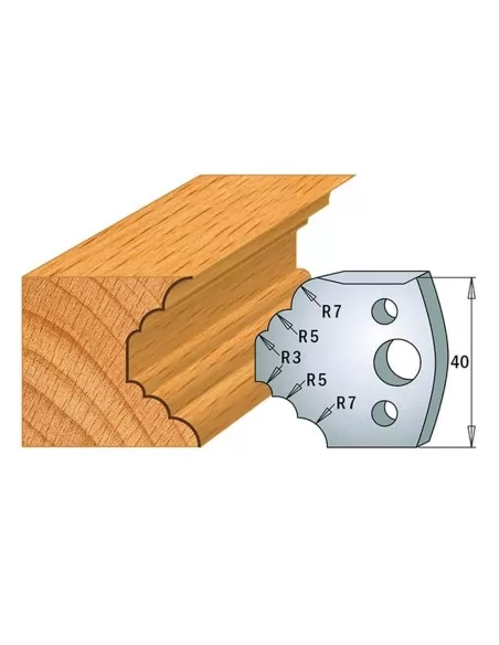 Jeu De 2 Couteaux Profilés Pour Toupie À Bois 40 Mm Profil 21