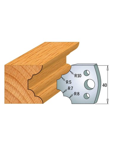 Jeu De 2 Couteaux Profilés Pour Toupie À Bois 40 Mm Profil 22