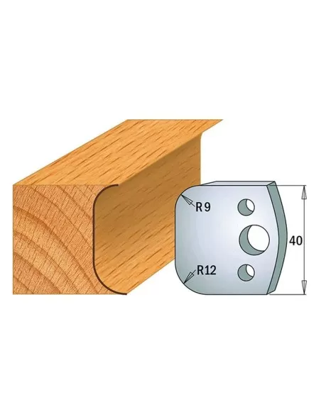Jeu De 2 Couteaux Profil&eacute;s Pour Toupie &Agrave; Bois 40 Mm Profil 50