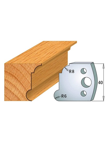 Jeu De 2 Couteaux Profilés Pour Toupie À Bois 40 Mm Profil 53
