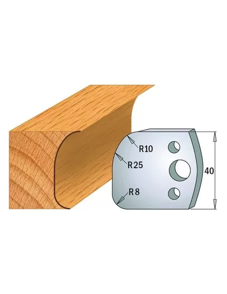 Jeu De 2 Couteaux Profilés Pour Toupie À Bois 40 Mm Profil 62