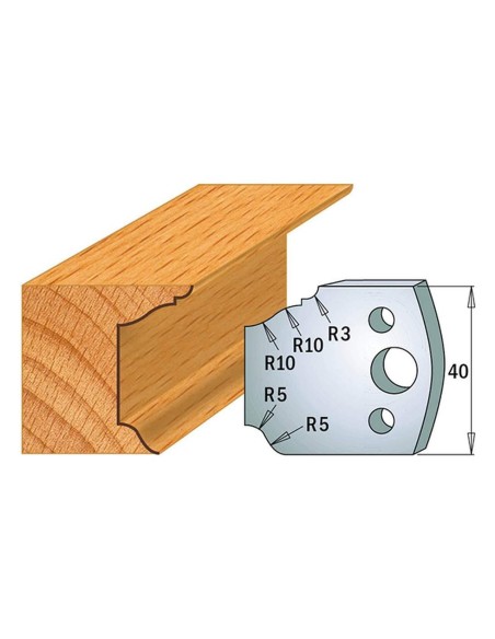 Jeu De 2 Couteaux Profilés Pour Toupie À Bois 40 Mm Profil 79