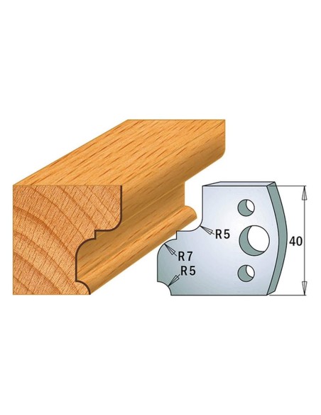 Jeu De 2 Couteaux Profilés Pour Toupie À Bois 40 Mm Profil 82