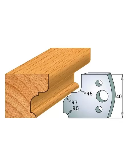 Jeu De 2 Couteaux Profilés Pour Toupie À Bois 40 Mm Profil 82