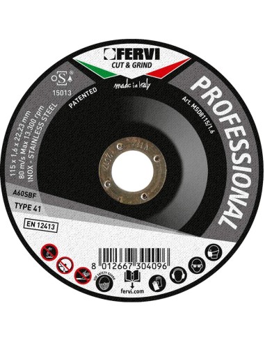 Disque de meulage professionnel pour metal ø230x7x22 mm aq fervi msd8230/7.0
