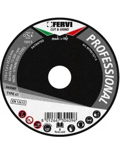 Disque de coupe pour metal 115x1,6x22 mm a60s professionnel fervi mtp8115/1.6
