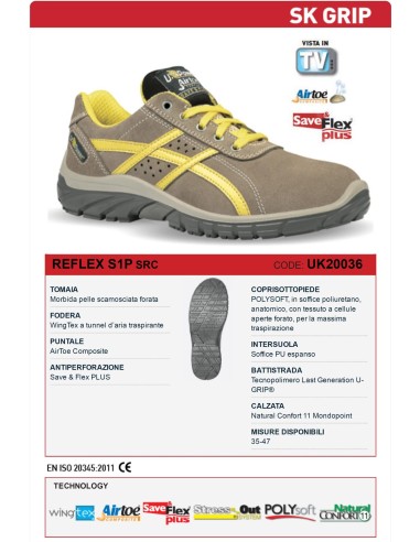 CHAUSSURES DE SÉCURITÉ TRAVAIL BASS U-POWER REFLEX S1P SRC