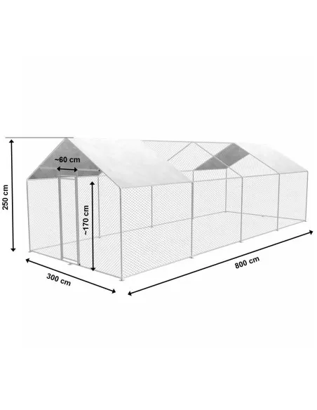 Gabbia per polli da esterno 3x8x2,5mt in acciaio zincato Zipper zi-cr382