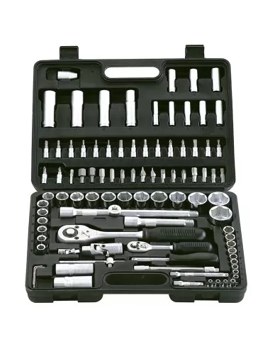 Coffret 94 pcs cle a cliquet douille métrique 1/4" et 1/2" fervi 0618