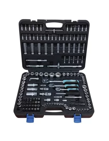 Coffret 179 pcs cle a cliquet douille metrique 1/4" 3/8" 1/2" fervi s179