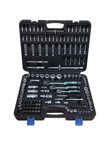 Coffret 179 pcs cle a cliquet douille metrique 1/4" 3/8" 1/2" fervi s179