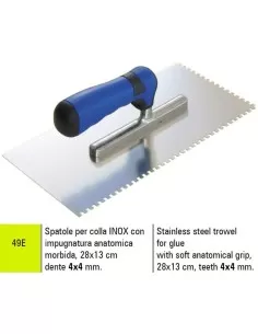 SPATULE Žü ADHŽëSIF DENTELŽëE EN ACIER INOXYDABLE SIGMA 49E 28x13 cm DENT 4X4 mm