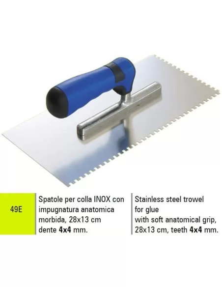 SPATULE Žü ADHŽëSIF DENTELŽëE EN ACIER INOXYDABLE SIGMA 49E 28x13 cm DENT 4X4 mm