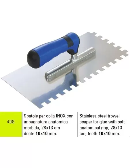 SPATULE Ž&uuml; ADHŽ&euml;SIF DENTELŽ&euml;E EN ACIER INOXYDABLE SIGMA 49G 28x13 cm DENT 10X10 mm