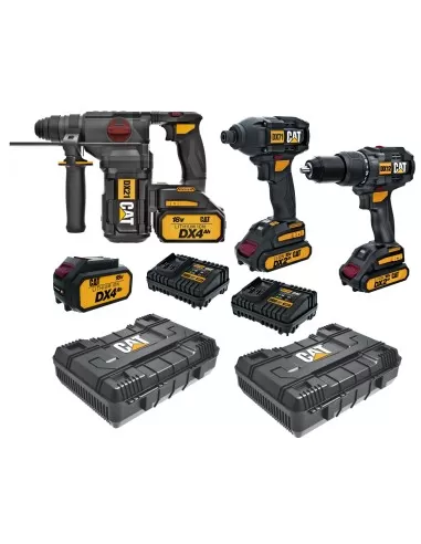Kit Marteau Dx21 Perceuse Dx12 Et Tournevis Dx71 18V Coffrets Et Piles Incluses Cat