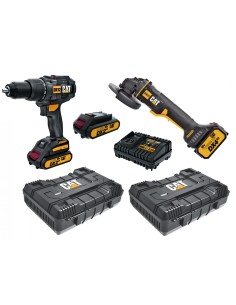 Le Kit Comprend La Perceuse À Impact Dx12 La Meuleuse Dx31B Les Caisses Et Les Piles 18V Cat