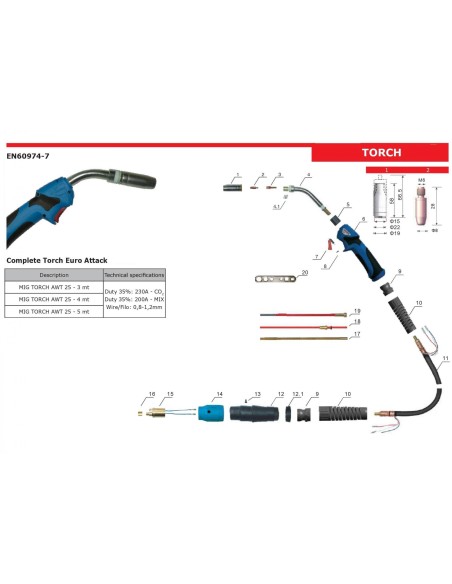 Torche Mig 26 Pour Soudage Avec Cable 3M