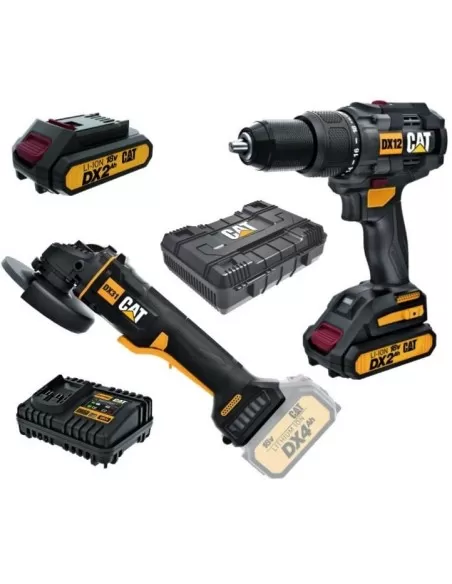 Kit Trapano A Percussione Dx12 Smerigliatrice Dx31B Batterie 2Ah E Valigetta Cat
