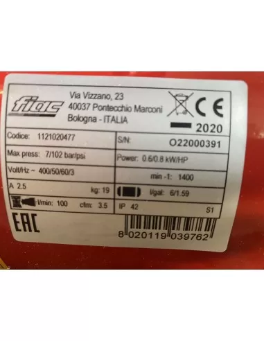 2 - Compressore Aria Lubrificato 6Lt 0,8Hp 400V Fiac Boboair Gms 100