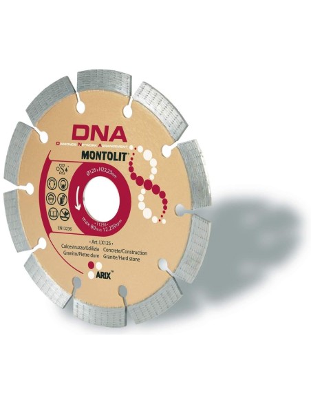 DISQUE DE DIAMANT 125 MM POUR BŽëTON BATIMENT GRANIT PORPHYRE PIERRE DURE MONTOLIT DNA LX125