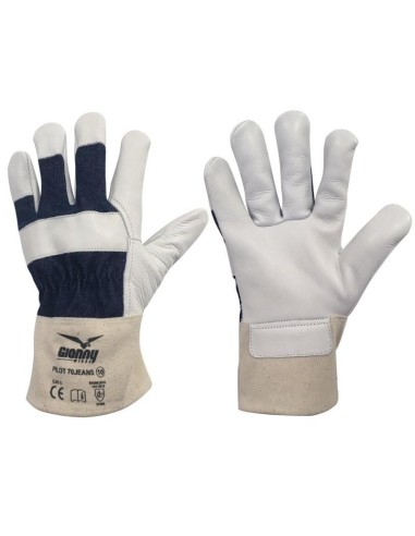 Gants De Travail En Cuir Bovine Avec Dos En Toile Denim Payper Pilot 70Jeans