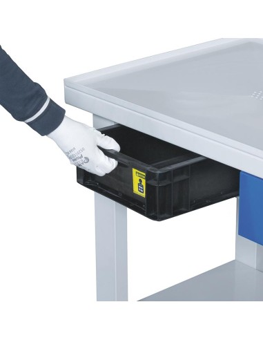 Etabli de travail a roulettes avec recuperation d'huile fervi 0211