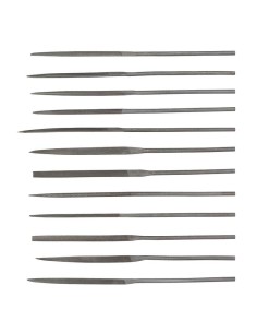 Serie de 12 limes aiguilles en acier trempe 140 mm Fervi 0214