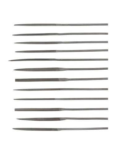 Serie de 12 limes aiguilles en acier trempe 140 mm Fervi 0214