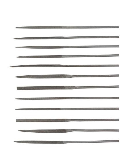 Serie de 12 limes aiguilles en acier trempe 140 mm Fervi 0214